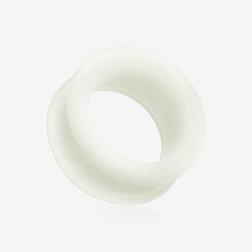 A Pair of Glow in the Dark Silicone Double Flared Ear Gauge Tunnel Plug-White